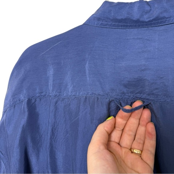 Vintage Silk Button Up Shirt Men’s Size Medium Dusty Muted Blue 80s 90s - Picture 6 of 9